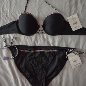 Catalina Black Multi-Colored Bikini Swim Suit (( size Large 11-13 ))